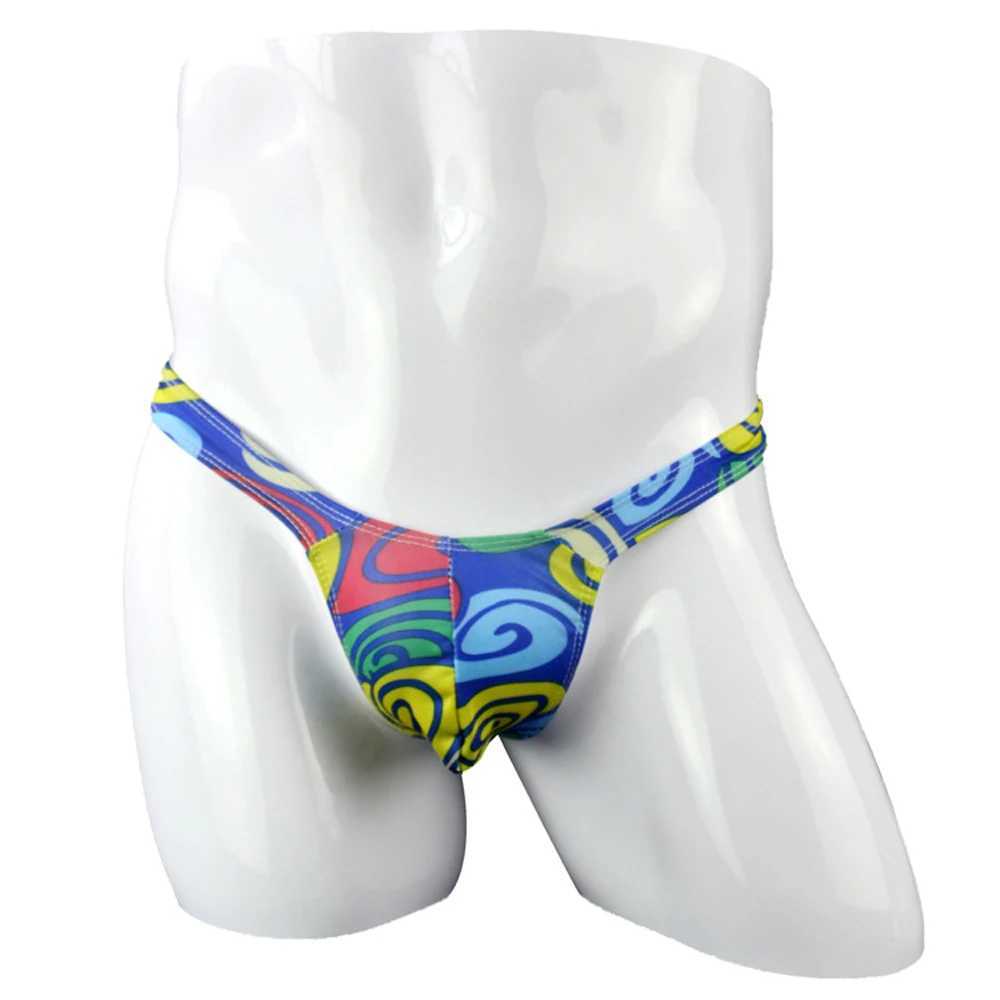 Underpants Low Fashion Mens Sexy Dessous gedruckte Tanga und lange Hosen mit kleiner Penis -Tasche ZJH854 Q240430