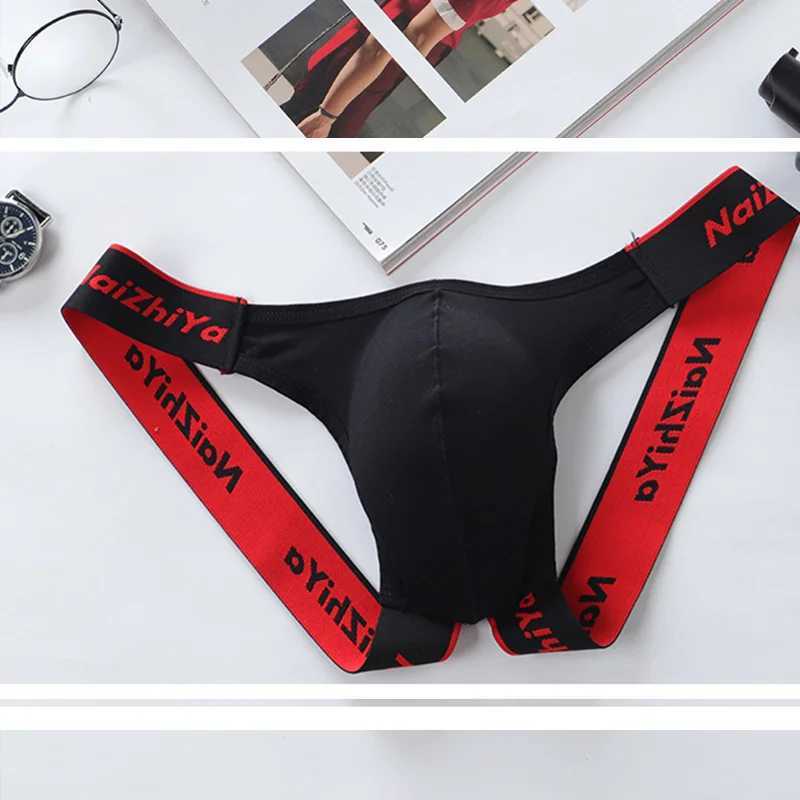 Underpants Mens sexy breathable thong underwear low waisted U-shaped conveyor mens G-String T-Back bikini Q240430