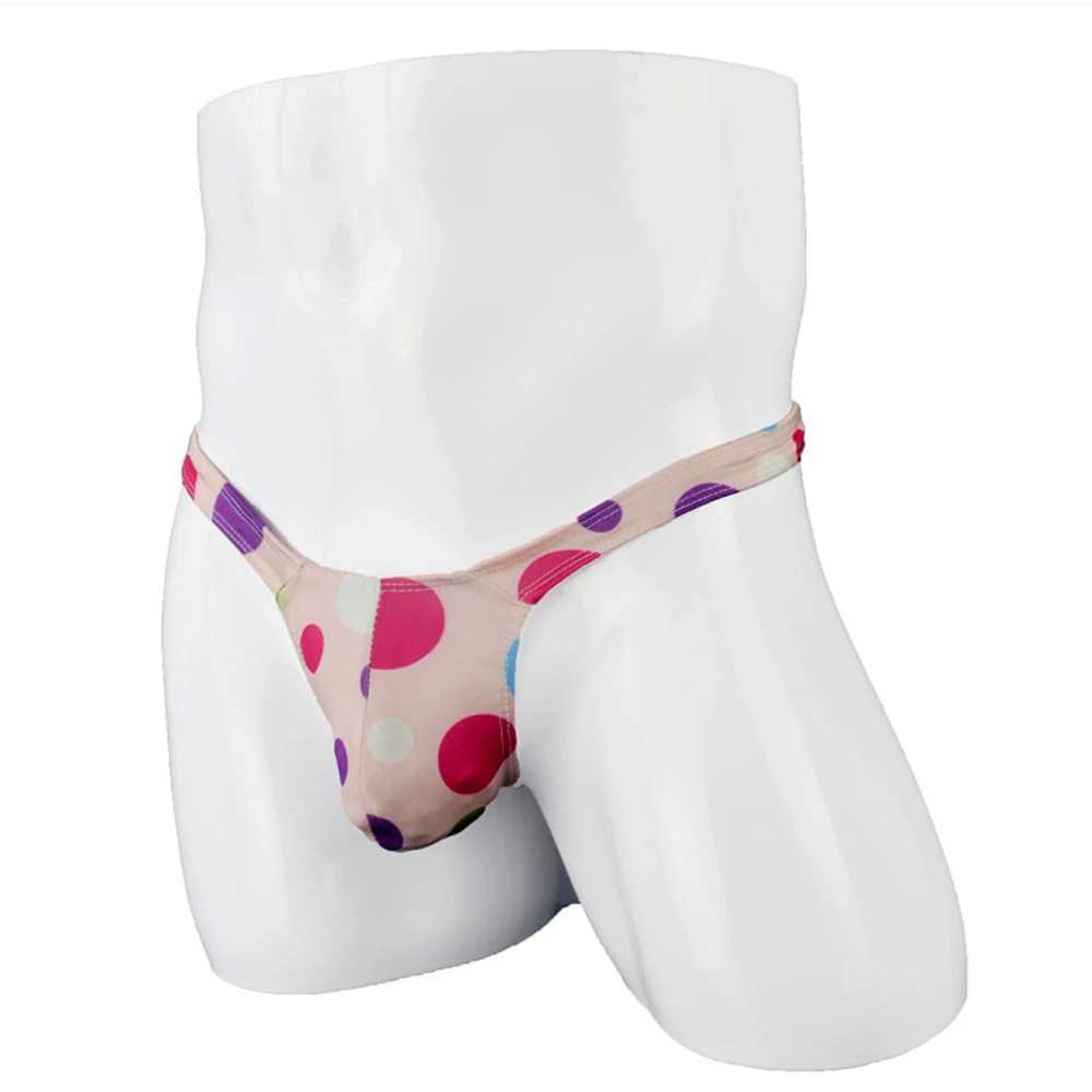 Underpants Low Fashion Mens Sexy Dessous gedruckte Tanga und lange Hosen mit kleiner Penis -Tasche ZJH854 Q240430