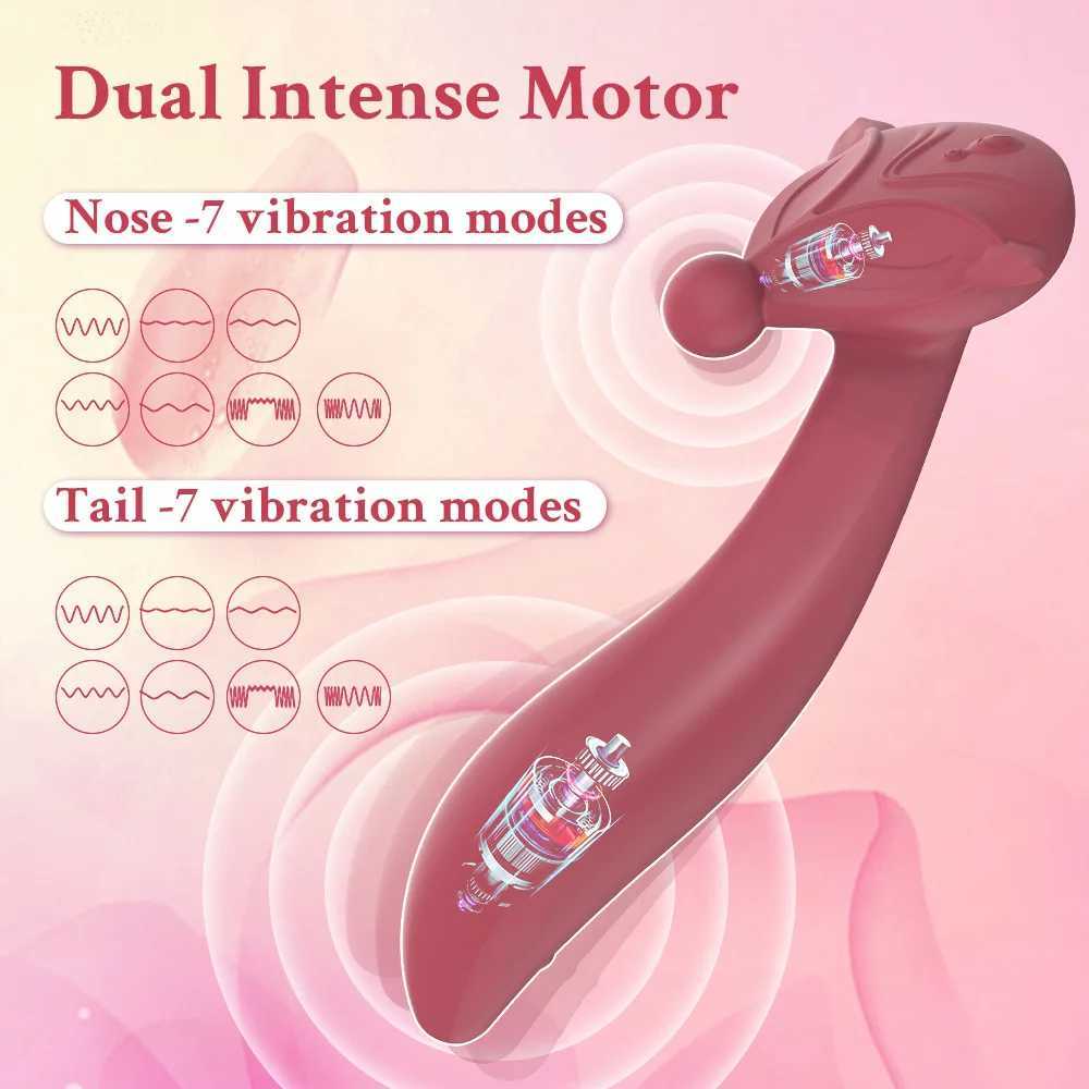 Andra hälsoskönhetsartiklar Fox Vibrator Dual Head 7-frekvensvibration för kvinnlig klimatstimulering Flight Massage Onani vuxna produkter Q240430