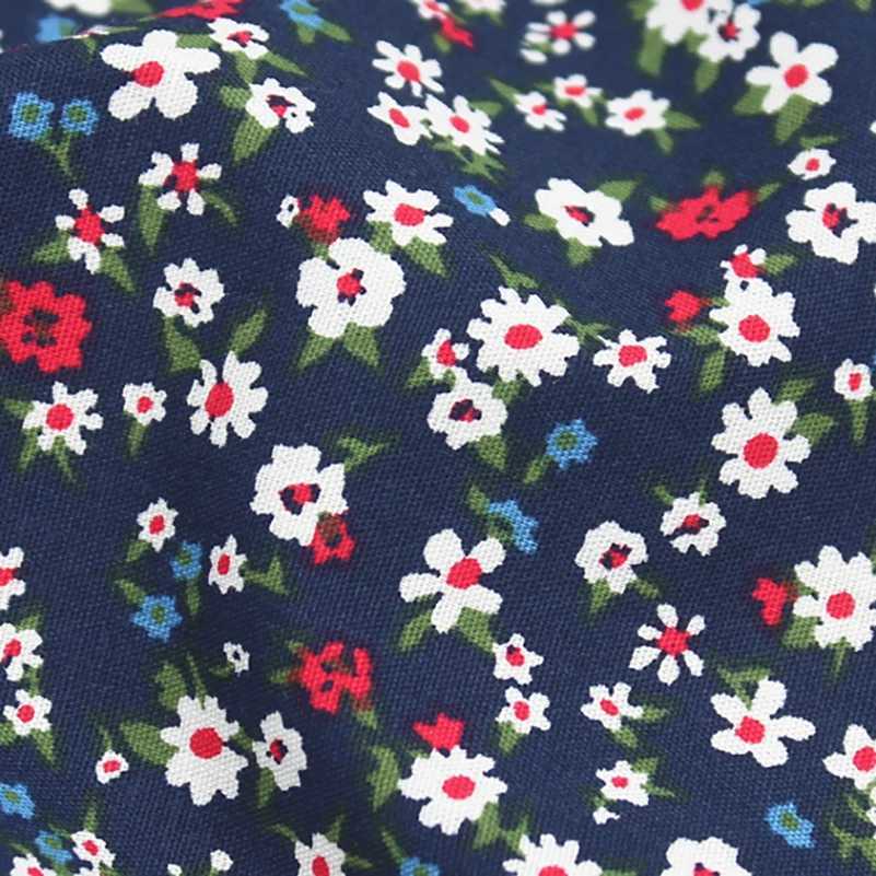 Stoff Retro dunkle Baumwolle Poplin gedruckter Stoff kleines Blumenstuch Sommerkinderhemd -Hemd Kleidung Stoff mit halben Meter D240503