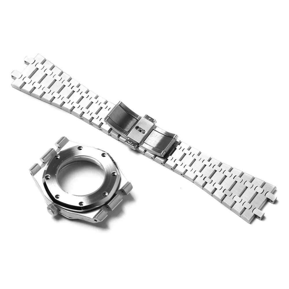 Watch Bands 41mm stainless steel sapphire glass casing strip for NH35 NH36 4R36 accessories Q240430