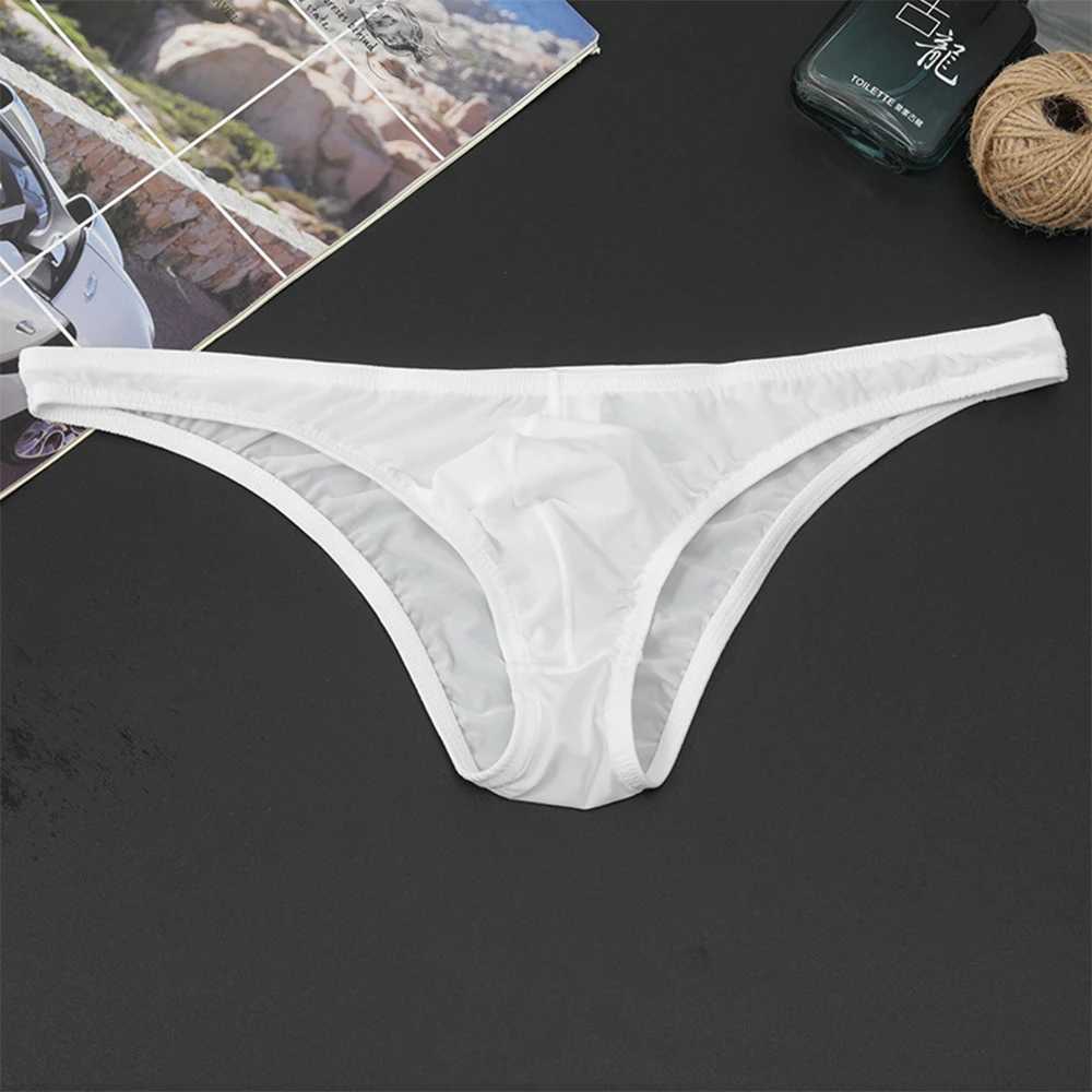 Underpants a colori solidi maschile biancheria bianche di seta a basso aumento tasca trasparente traspirante Q240430