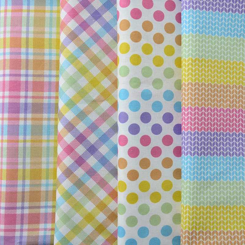 Fabric Multolor Plaid Polka Dot Cotton Digital Printing Fabric voor quilt Children Cleren Diy Handmade bij een halve meter D240503