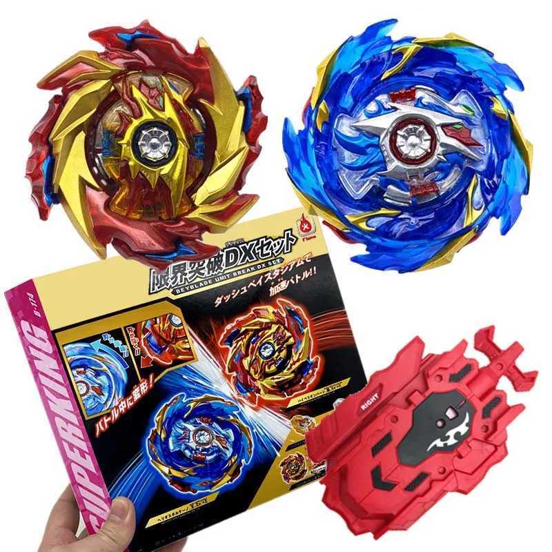 4D Beyblades Box Set B-174 Limit Break DX Super King B174 Spinning Top with 2 Spark Launcher childrens toys Q240430
