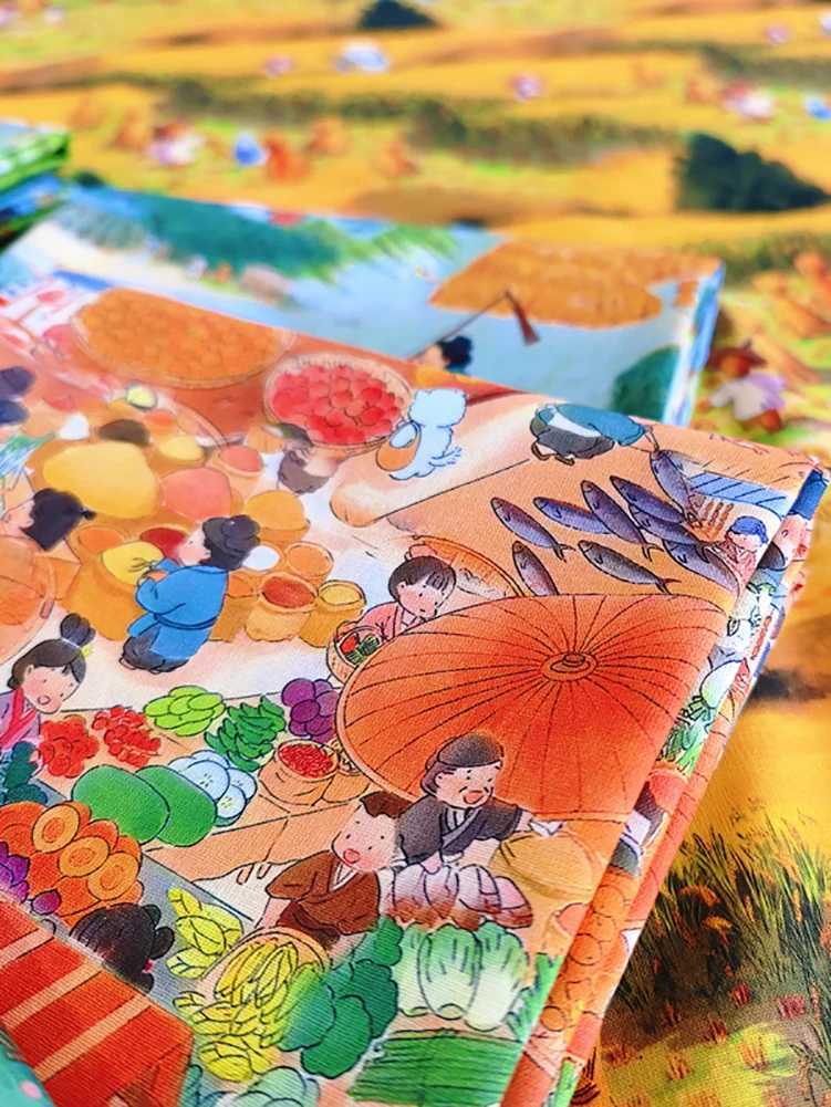 Tissu coton tissu style chinois Comics pour la couture de couture de literie en tissu pour enfants fait à la main par un demi-mètre D240503