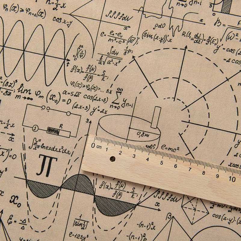 Funções matemáticas de tecido de algodão de tecido Logística Química Digital Impresso para costurar DIY feita à mão por meio metro D240503