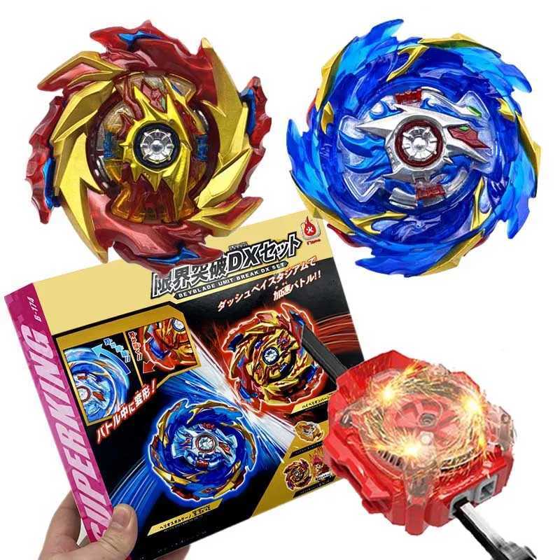 4D Beyblades Box Set B-174 Limit Break DX Super King B174 Spinning Top with 2 Spark Launcher childrens toys Q240430