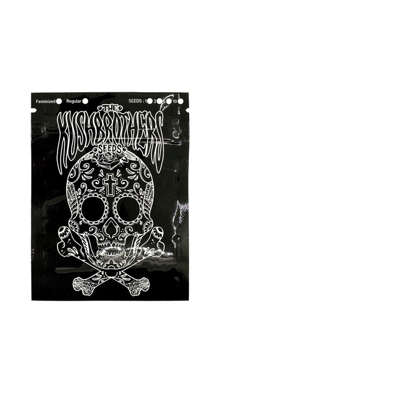 Kushbrothers Black Ziplock Sacs Skull Emballage Plastique Sacs Mylar Sacs Relaisables en gros