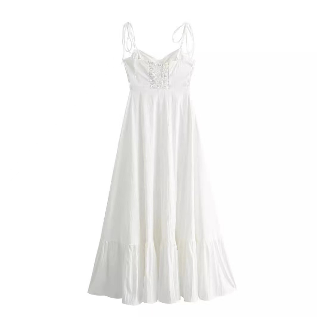 Vit rem snörning klänning kvinnor sexig ärmlös rygglös lös kvinnlig glidklänningar 2024 sommar elegant long lady vestido