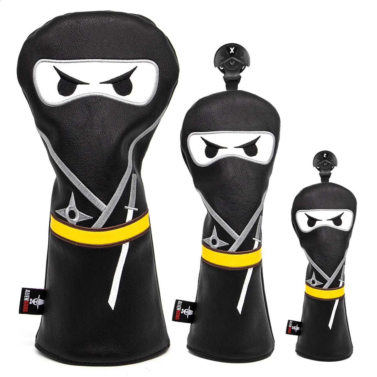 Club de golf Sentée HeadCover Aliennana Black Ninja Couvre-chef de couverture de couverture Fairway Golf Headcvoer Hybird Blade Putter Mallet Putter Covers 240430