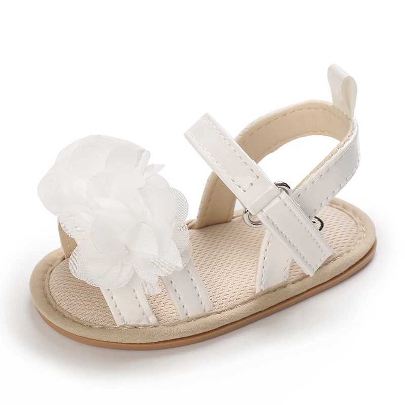 First Walkers Infant Baby Girl Shoes Toddler Flats Sandaler Premium Soft Rubber Sole Anti-Slip Summer Flower Lace Crib Walker H240504