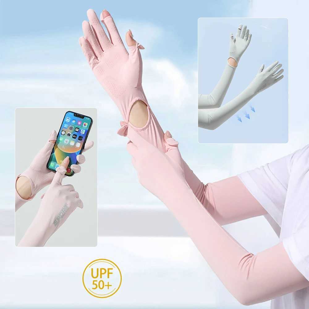 Maniche a braccio manichetta UPF50+maniche a cinque a cinque protezione solare traspirabilità di calore touch screen sport da esterno e correre Q240430