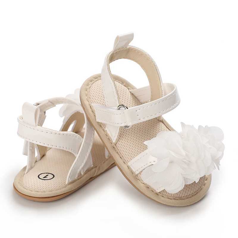 First Walkers Infant Baby Girl Shoes Toddler Flats Sandaler Premium Soft Rubber Sole Anti-Slip Summer Flower Lace Crib Walker H240504