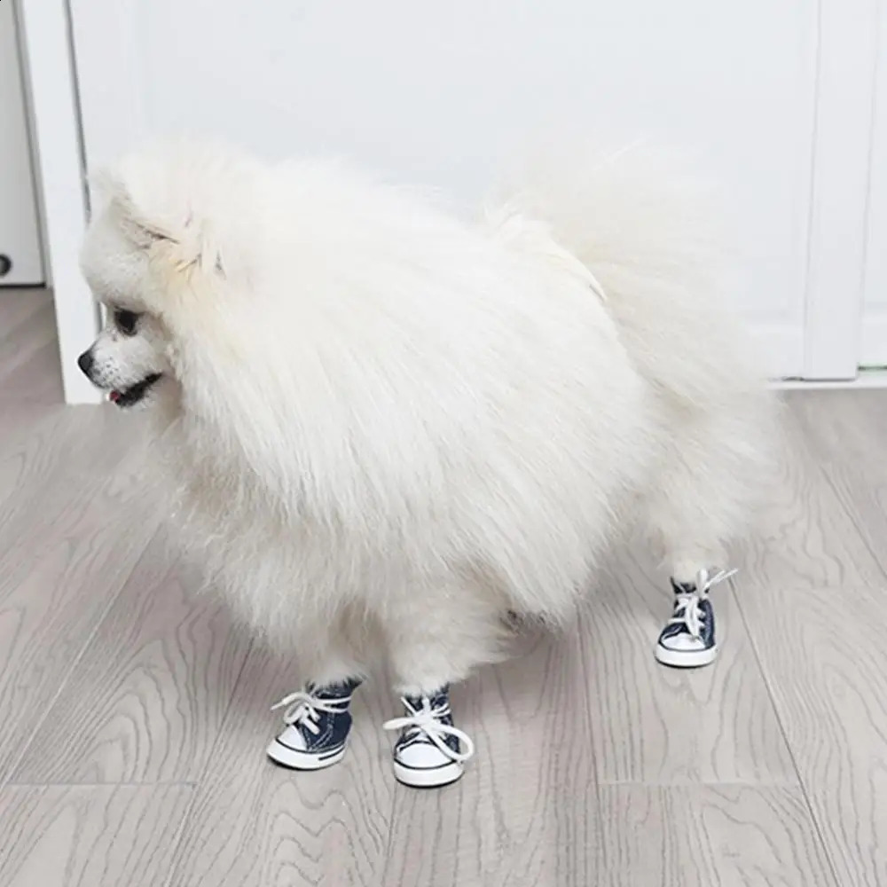 4 pezzi di scarpe da pet in denim impermeabile antismissip sneaker sportive gatti cani stivaletti cuccioli traspiranti forniture animali 240428