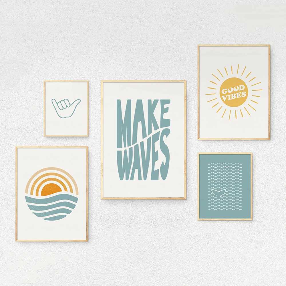 Rs Beach Coastal Making Waves Surf Affiches toile peinture moderne imprimés minimalistes