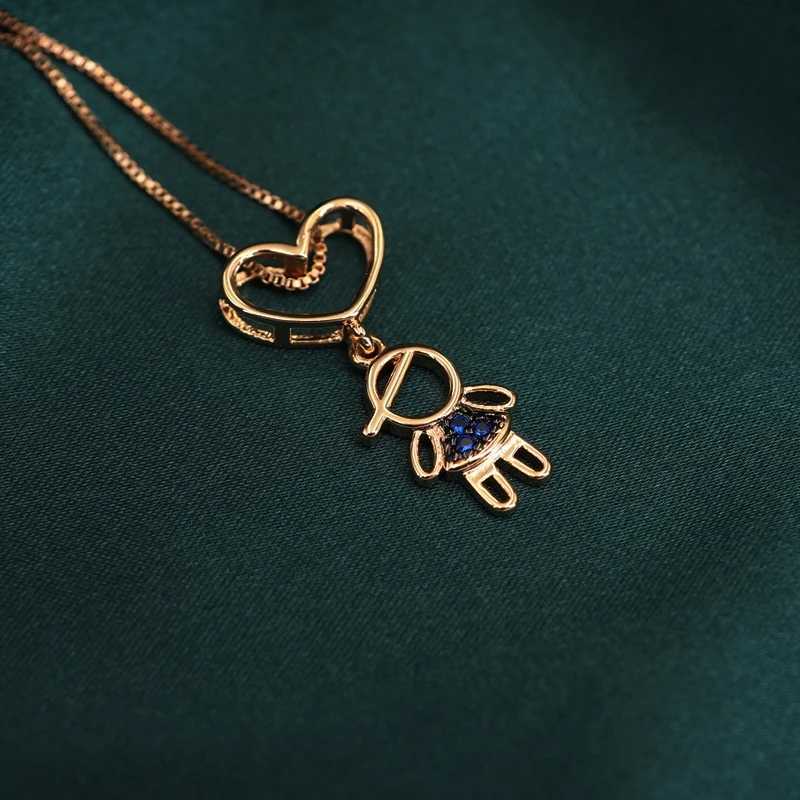 Colliers pendants charme amour fils Collier de fille multicolaire Zircone Famille Famille garçon coeur Collier pendent Gold Chain Mother Gift 2024 Q240430