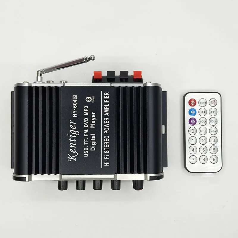 Amplificateur 4.0 Channel Bluetooth stéréo HiFi Amplificateur Support 6,5 mm Mic Home Theatre avec 12V5A Power AV Cable USB SD FM Karaoke Amp