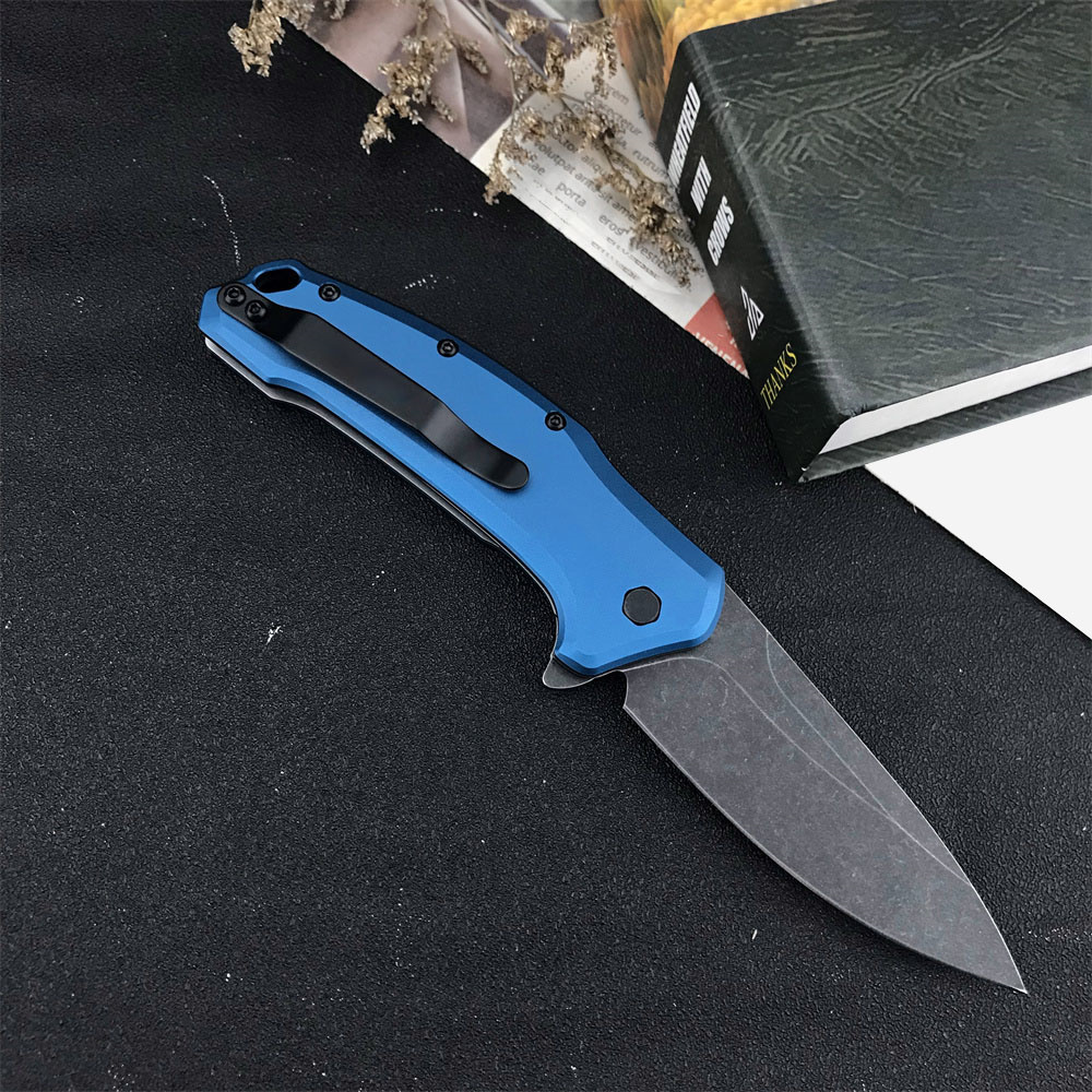 KS 1776 NBBW Link Assisted Flipper Tactical Folding Knife 8Cr13Mov Clip Point Blade Aluminium Blue Handgreep Rescue Survival Portable Pocket Knife KS 1369 7550