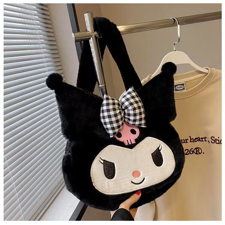 Vielseitige große Kapazitäts -Plüsch -Umhängetasche für die neue Kuromi -Handtasche von Frauen, lustige Cartoon -Tasche, Plüschspielzeug