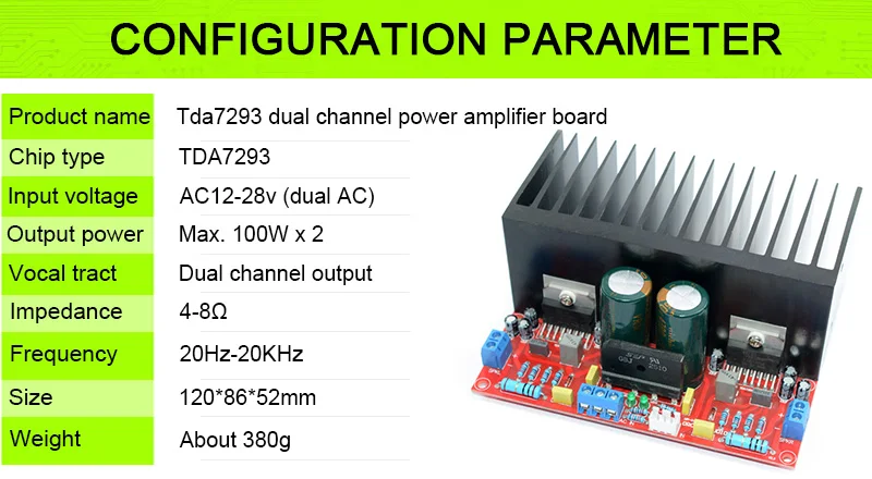 Verstärker Cirmech kostenloser Versand Dual AC1232V 2.0 Kanal TDA7293 100+100W HiFI Stereo Audio -Verstärker -Board