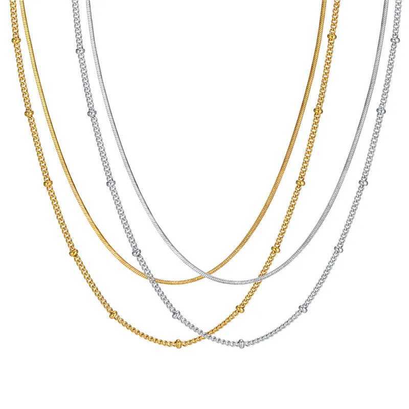 Colliers pendants Zorcvens 2024 Nouvelle mode Collier de perles satellites laminées Femmes Gold en acier inoxydable Collier à double chaîne Q240430