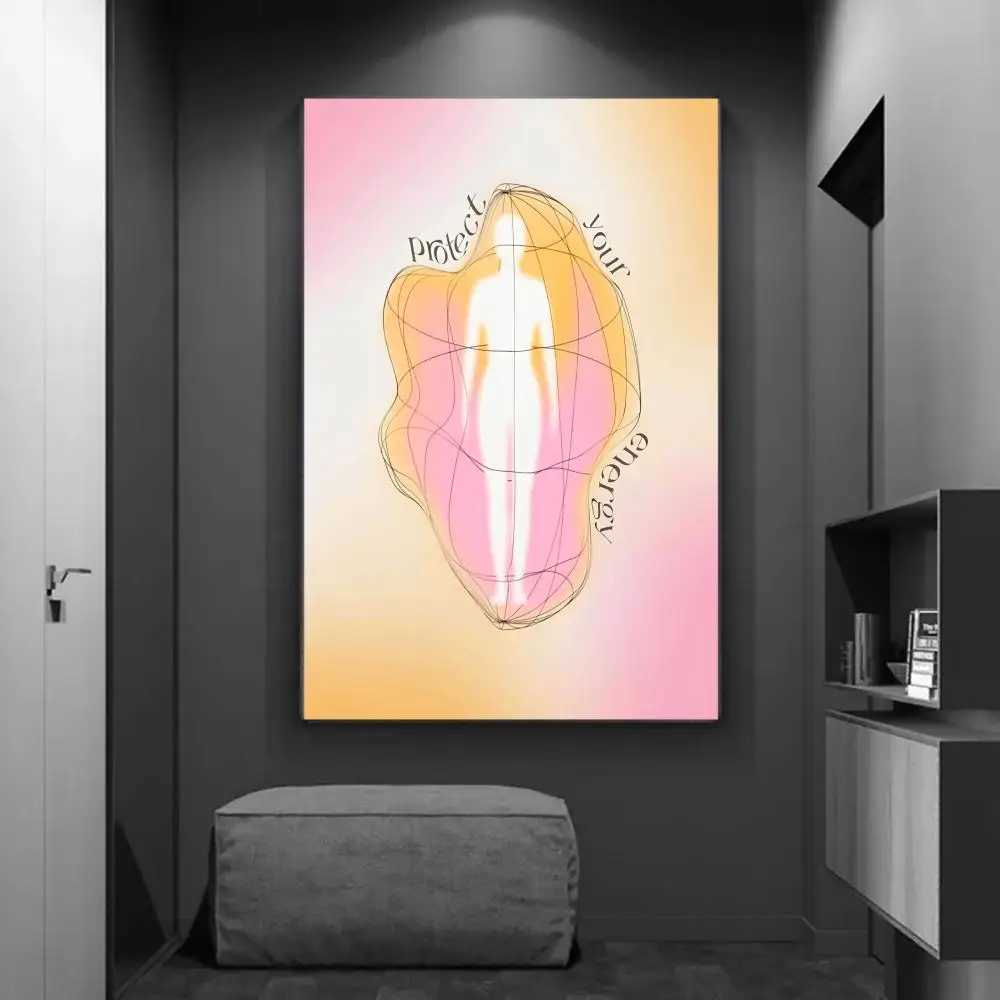 S Psychedelic 1970er Jahre grauer Gradient Spiritueller Energie Meditation Film Poster White Paper Sticker Room Bar Kaffee Poster Wandaufkleber J240505