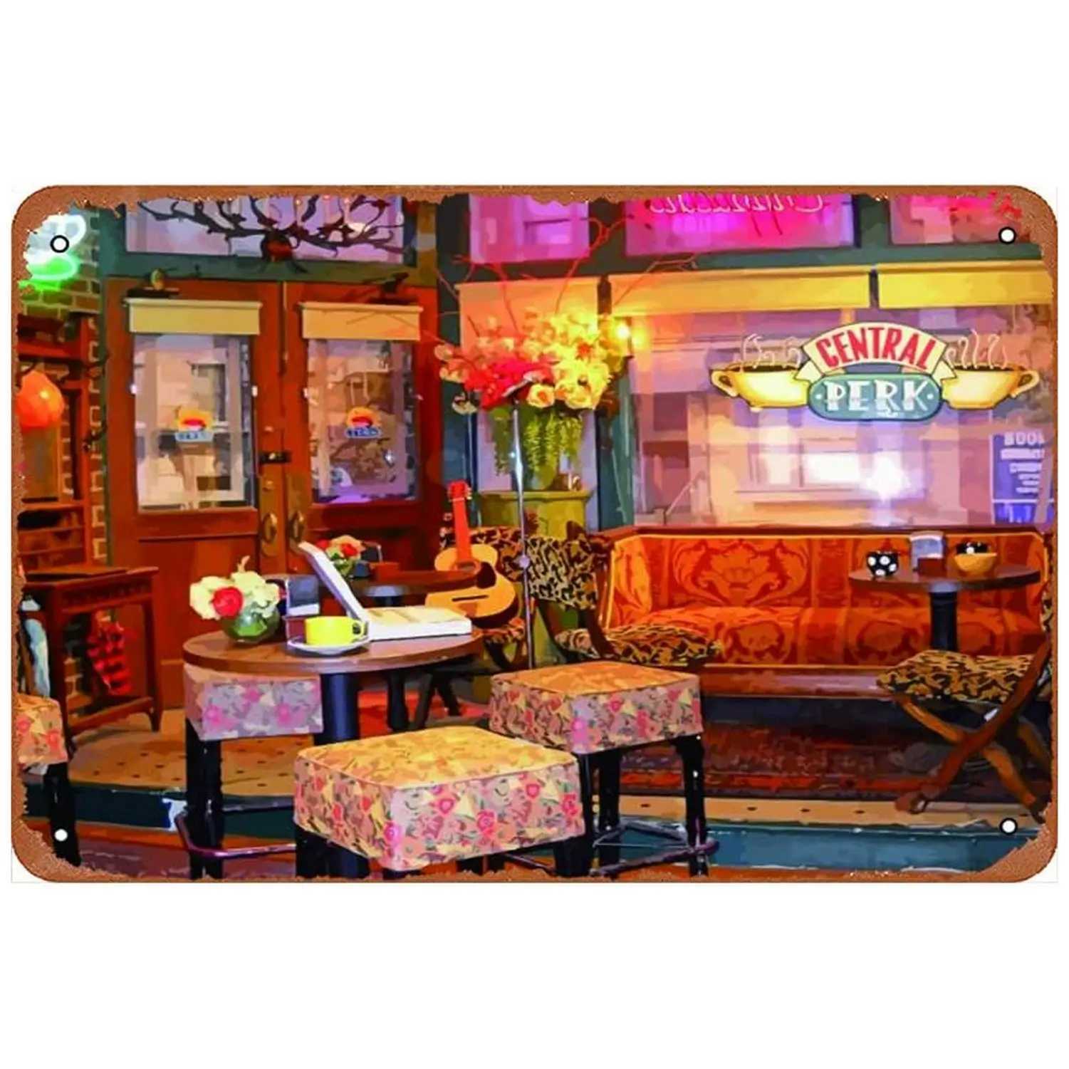 ERS Vintage Friends Metal Tin İşaretleri Merkezi Perk Duvar Posta Plak Plak Demir Boya Dekorasyonu Oyun Odası Garaj Kulübü Bar Pubs J240505