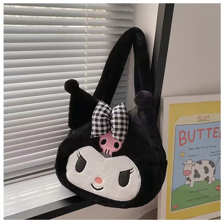 Vielseitige große Kapazitäts -Plüsch -Umhängetasche für die neue Kuromi -Handtasche von Frauen, lustige Cartoon -Tasche, Plüschspielzeug