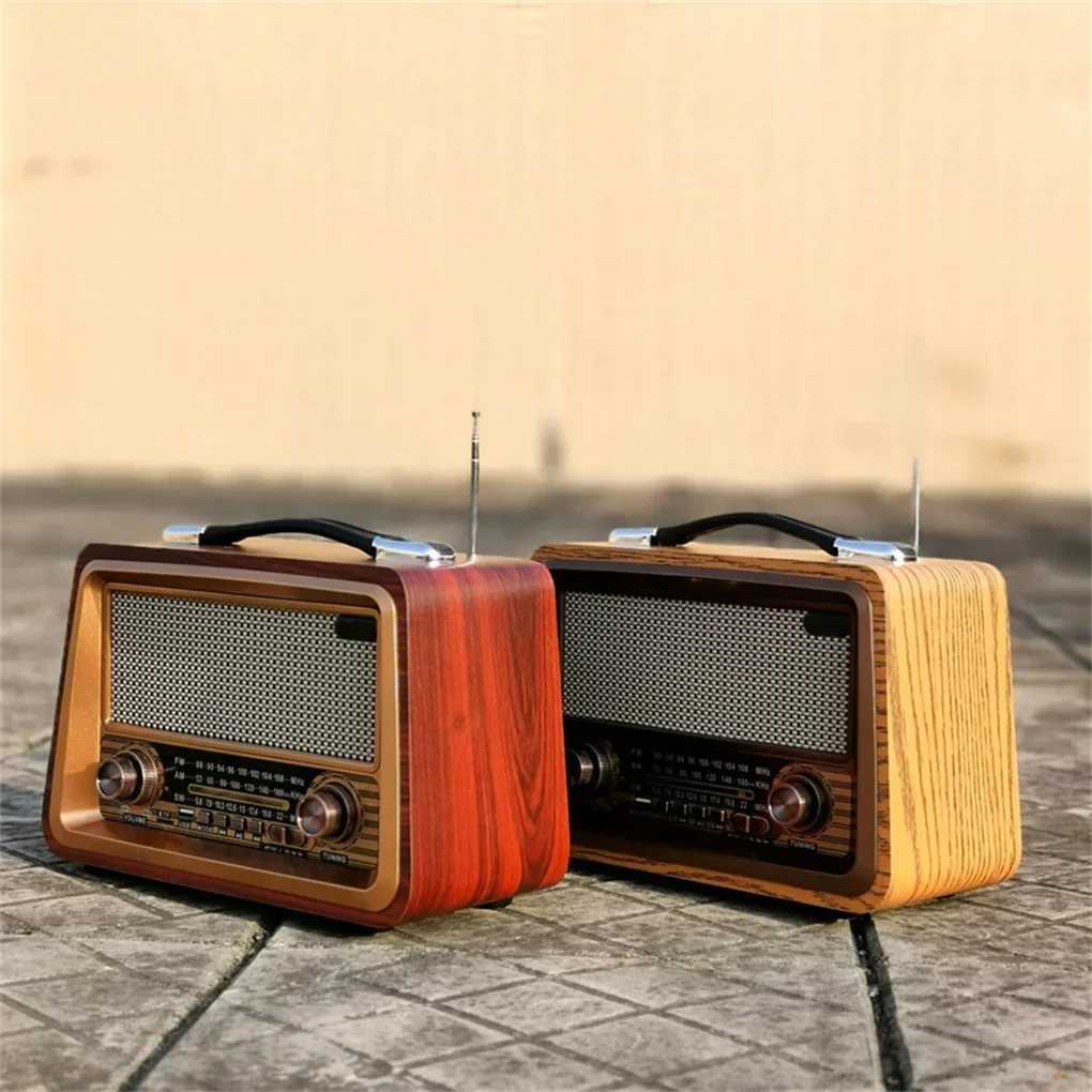 Przenośne głośniki R-2066BT Retro Multi-Band Solid Wood Radio z przewodowym linkiem Bluetooth USB Mp3 Player Outdoor Portable Greleger J240505