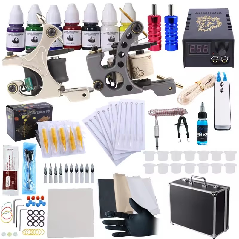 Kit de tatuagem Conjunto profissional Complete Rabbit Airbrush Tattoo Machine Artist Kits Beginners Tattoo Kit