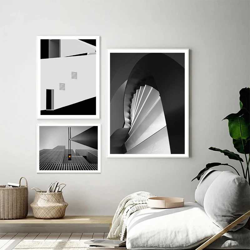 Lassic Architekturstruktur Leinwand Poster Moderne Architektur Wandbilder für Wohnzimmer Schlafzimmer Bar Home Dekoration J240505