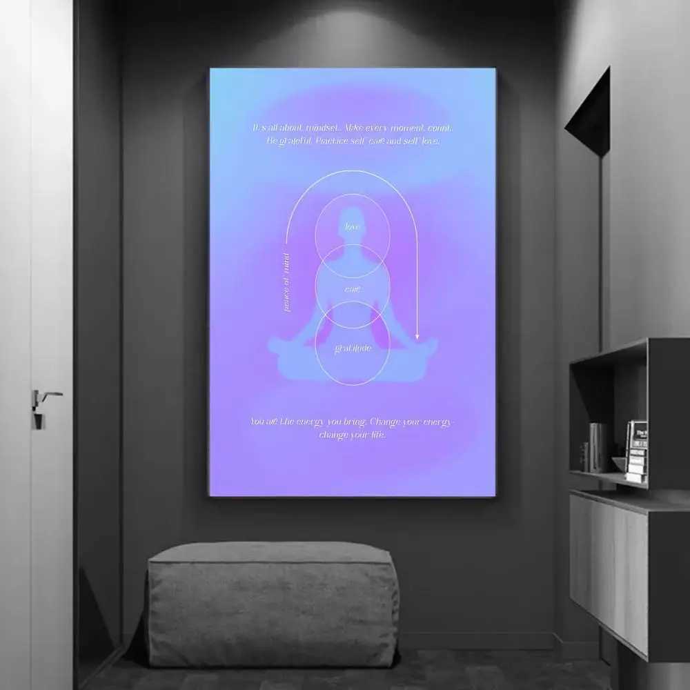 S Психоделический 1970 -е годы серой градиент духовной энергетической медитации плакат плакат белая бумажная наклейка для наклеивания кофе на стенах наклейка J240505