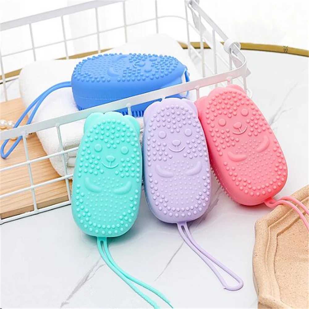 Badgereedschap Accessoires Siliconen Body Scrubber Bath Exoliator Scrub Sponge Doucheborstel Huid Cleaning Dead Remover Tool Q2404302