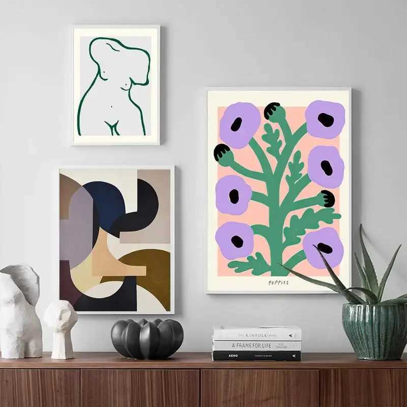 APERS moderno Abstract Abstract Abstract Astietico Wall Art Pajamas Girl Curva Naked Line Curve HD Pinting Poster Poster Casa DECORAZIONE CAMERA DECORSAZIONE J240510