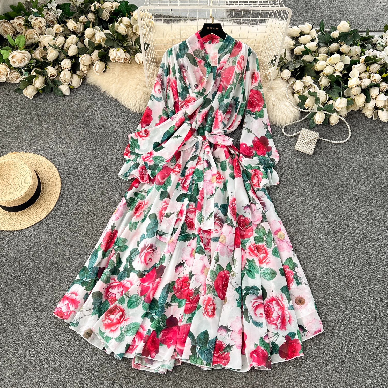 Sukienki swobodne Summer czeski kwiat szyfonowy wakacyjny plaż
