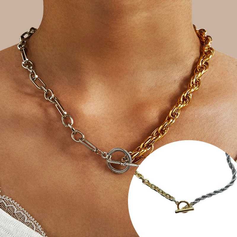 Colliers pendants Collier en métal perlé rétro Collier de chaîne épais