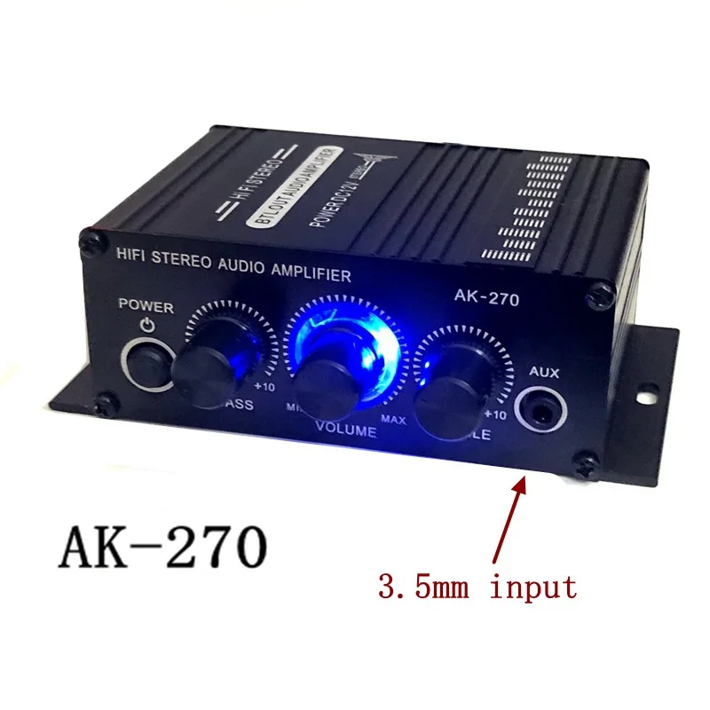 Wzmacniacz AK270 Mini 2.0 Channel Stereo Audio Wzmacniacz 2x20W Digital Music Player DC 12V dla domu samochodu