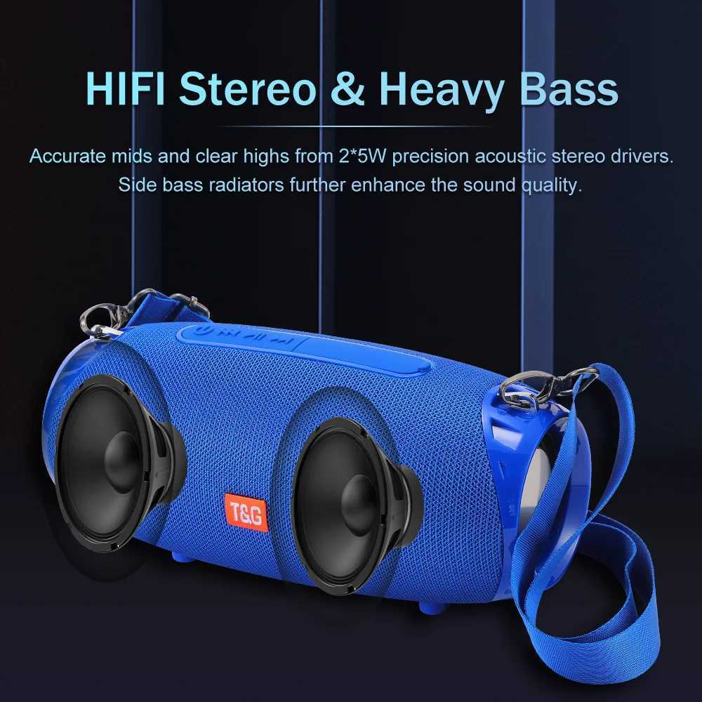 Alto -falantes portáteis TG534 Bluetooth Alto -falante portátil Bass Wireless Bass pesado Bass FM USB TF AUX PLAY STEMPINIO DE SMATPHON AO ANTERIOR DO ARTIVO J240505