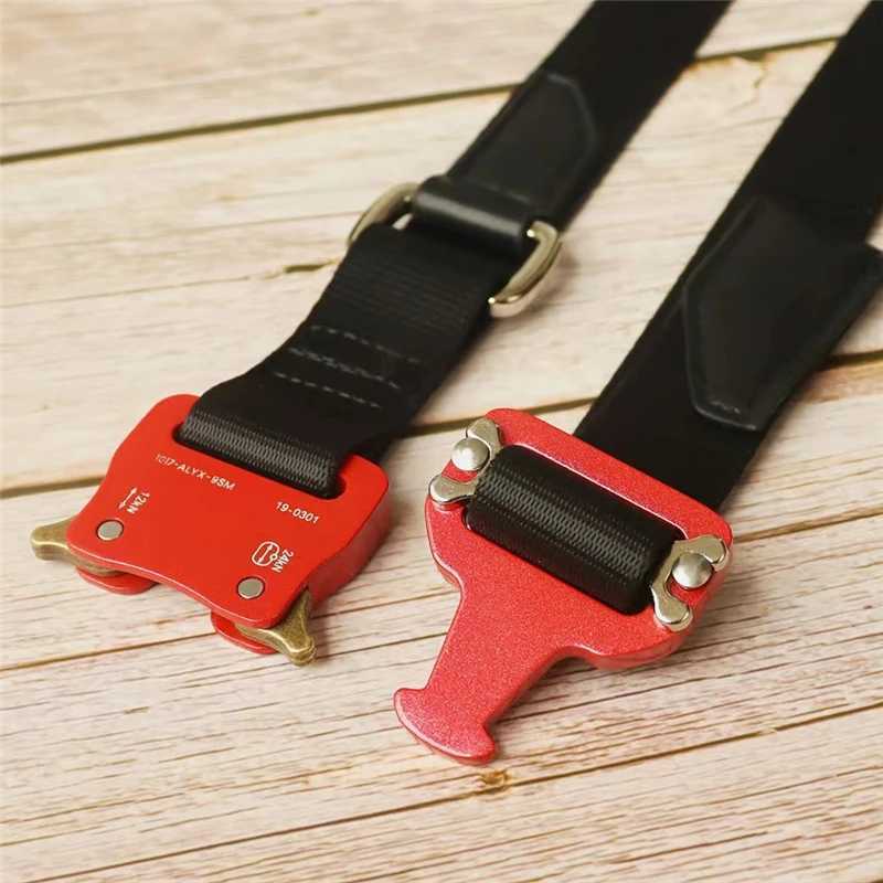 Riemen Best Quty Red Metal Buckle 1017 Alyx 9SM Belt Men Women 1 1 Jacquard Alyx RollerCoaster Belt Leather Patch T240429