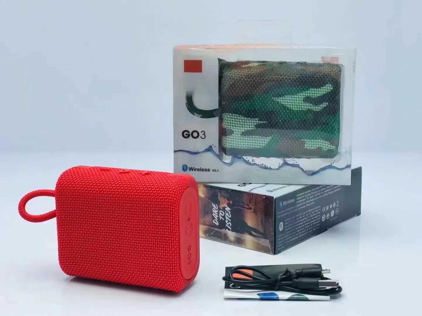 Draagbare luidsprekers Nieuwe Go 3 Portable Bluetooth -luidsprekerbox IP67 Waterdichte Mini Wireless Speaker Stereo Sound Subwoofer Music Center zonder J240505