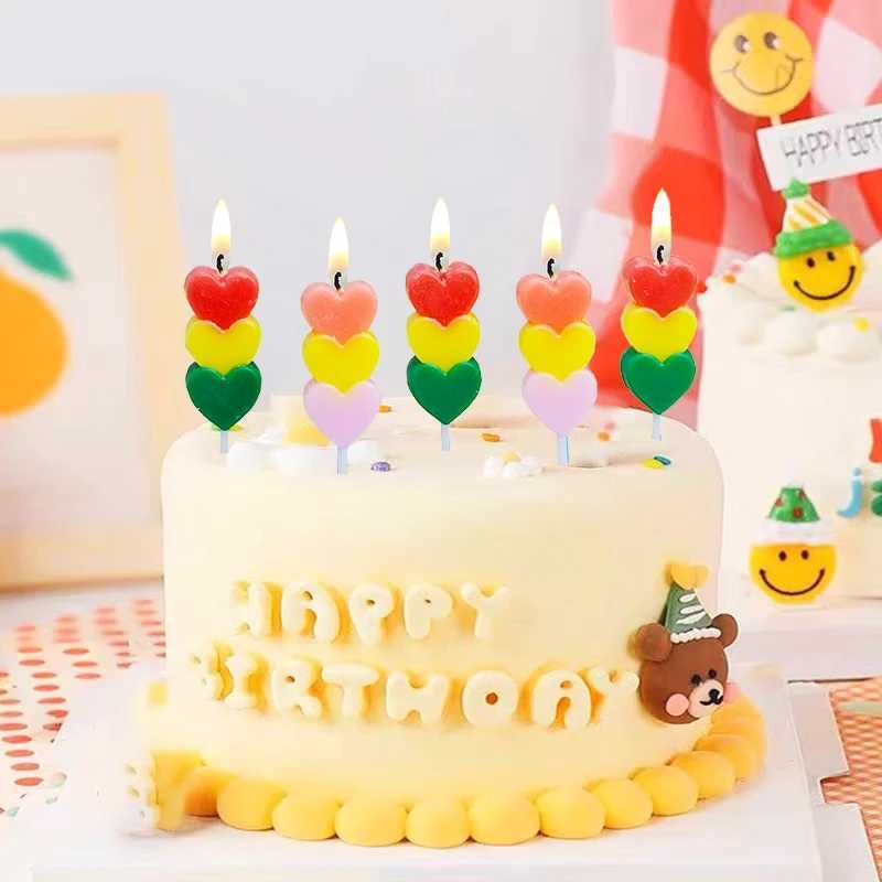 Candles Colorful Love Happy Birthday Hot Sale Cake Candle Childrens Princess String Heart Romantic Confession Wedding Decoration