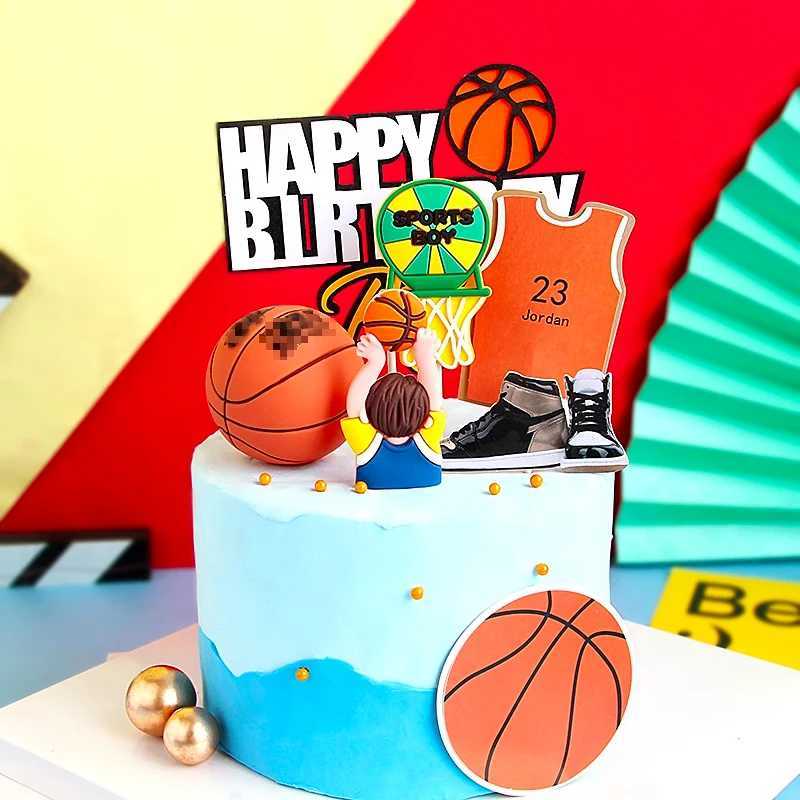 3 -stks kaarsen bakken sportjongen cake decoratie zacht rubber schietjongen ornament basketbal schoenen basketbaljongen thema cake feest decoratie