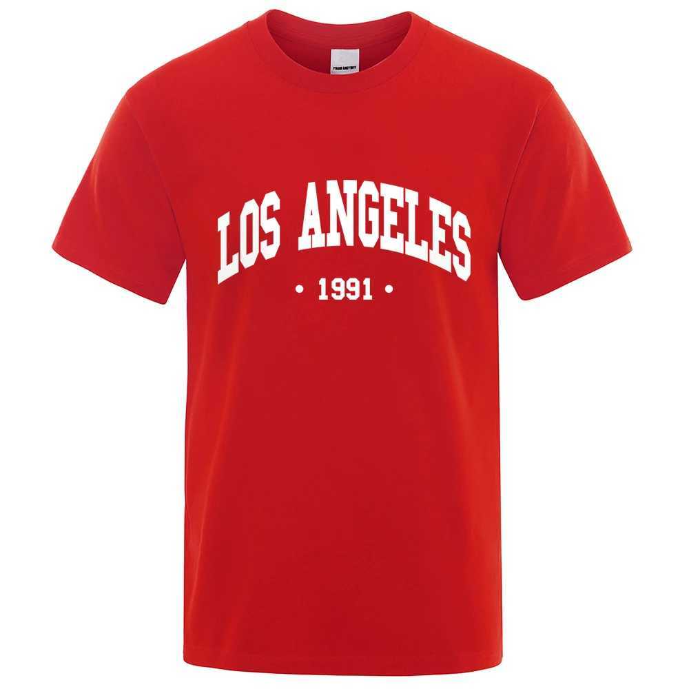 Men's T-Shirts Los Angels 1991 Usa City Letter Print Clothes Men Oversize Breathable T Shirt Summer Sweat Luxury T-Shirt Cotton Goth H240506