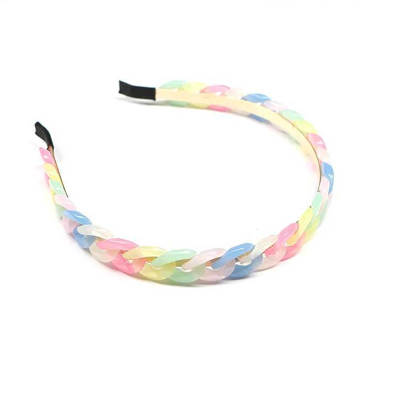 Bandas da cabeça Tie Dye Chain Acético Ácido Twisted Table Bandeira Acrílica Adequada para Acessórios para Cabelos para Mulheres Q240506