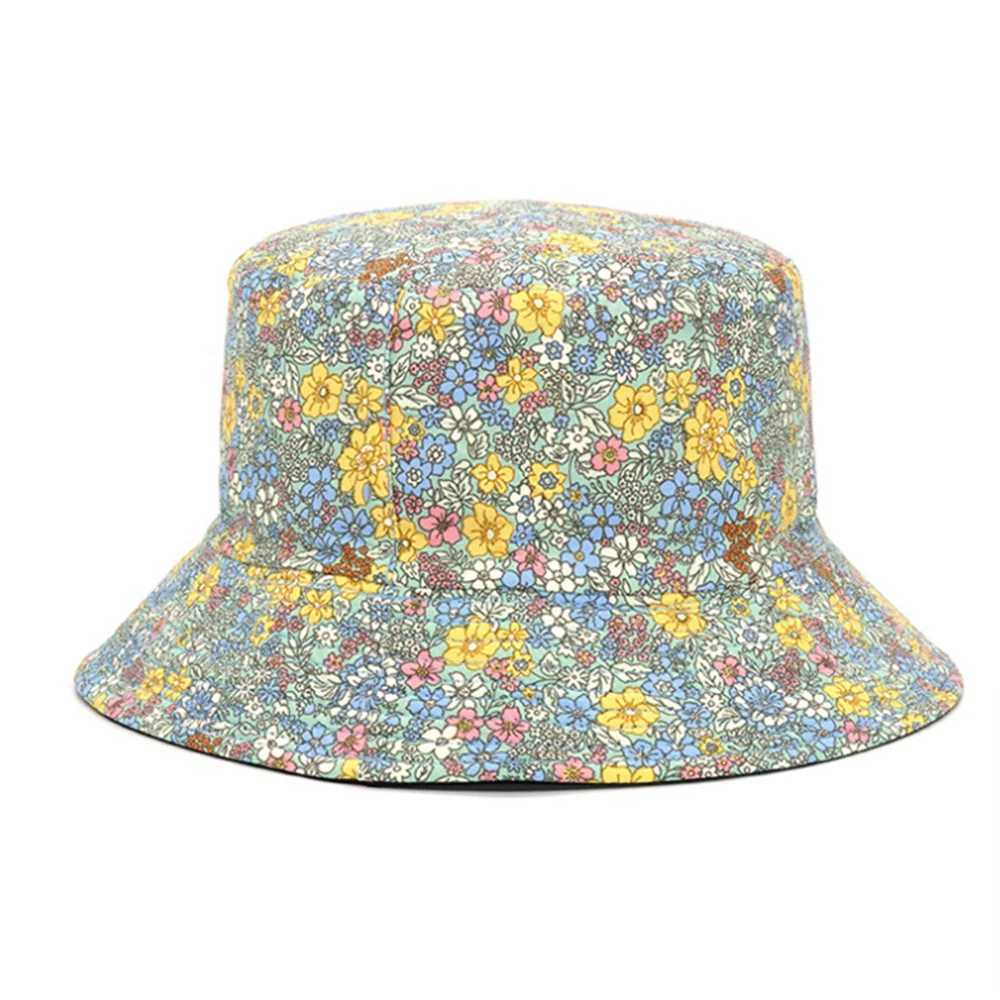 Cappelli larghi cappelli da secchio di cappelli primaverili ed estate piccoli cappelli a sede a stampa floreale fiore a doppia faccia maschio bacino selvaggio sole donna c J240425