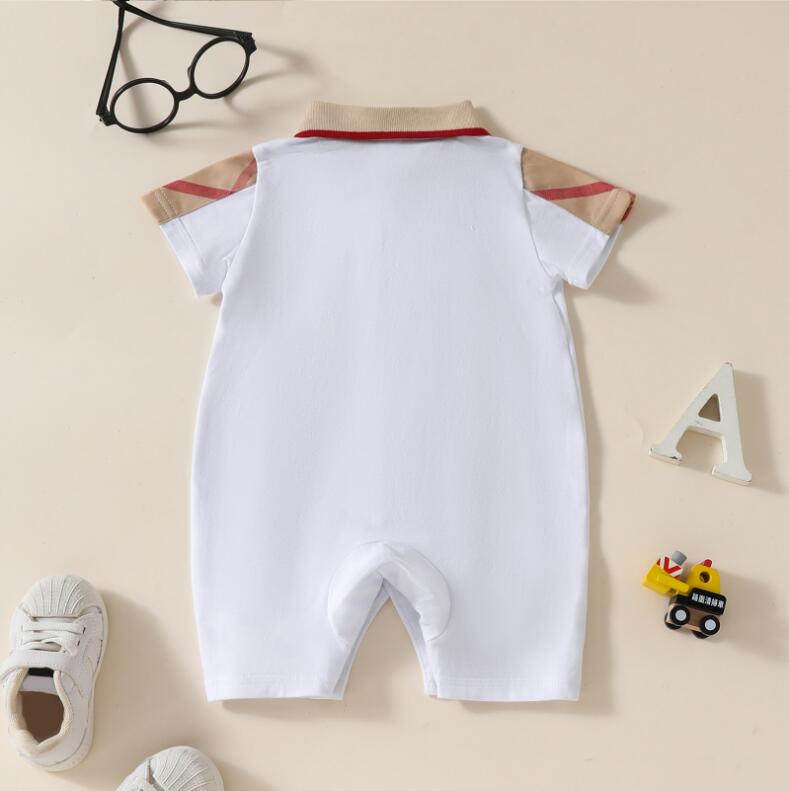 Summer Baby Boys Girls Brand Rompers Turn-Down Collar Newborn Jumpsuits Lovely Toddler Short Sleeve Romper With Bowknot
