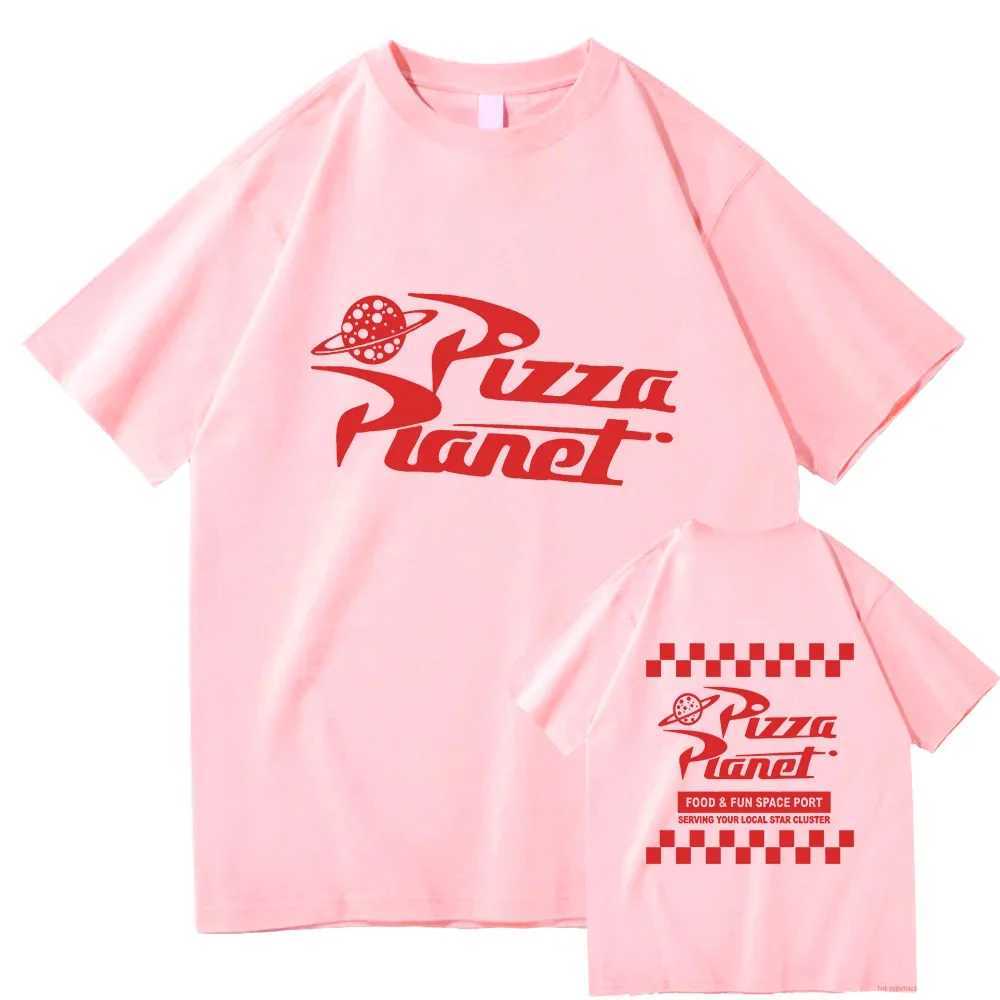 Men's T-Shirts 2024 Summer Pizza Planet T Shirts Men and women Graphic Sweatshirt Vintage Cotton T-shirt oversize Hip Hop Ts Classic Clothes T240506