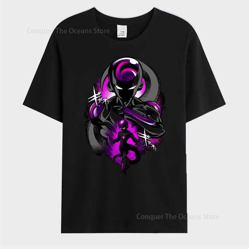 Camisetas masculinas de anime japonês frieza impressa de camiseta imprimida goku slves curtos slves cosplayt sherm sumum casual ts strtwear o-gola feminina tops t240506