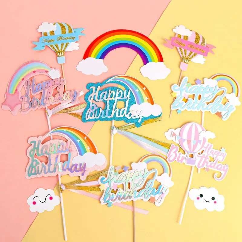 Candles Happy Birthday Cake Paper Card Insert Cloud Sun Cartoon Childrens Happy Birthday Letter Party Cake Decoration